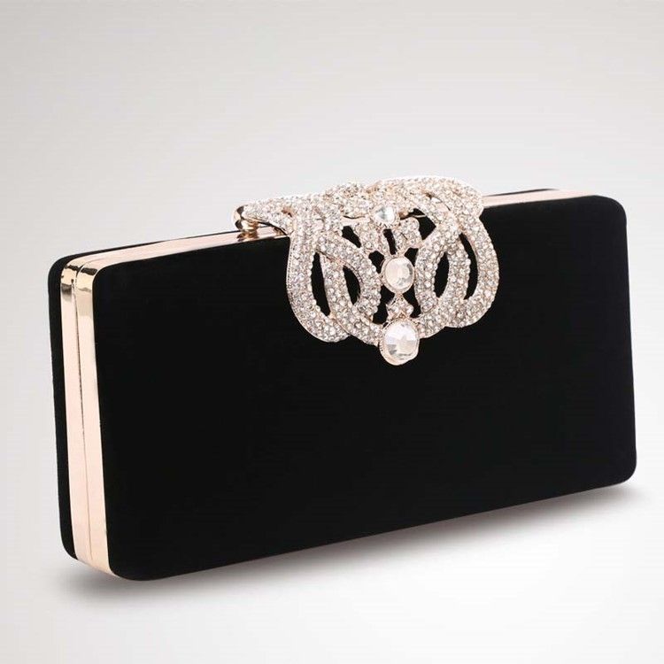 Kveldsveske Med Rhinestone Dekorert Clutch