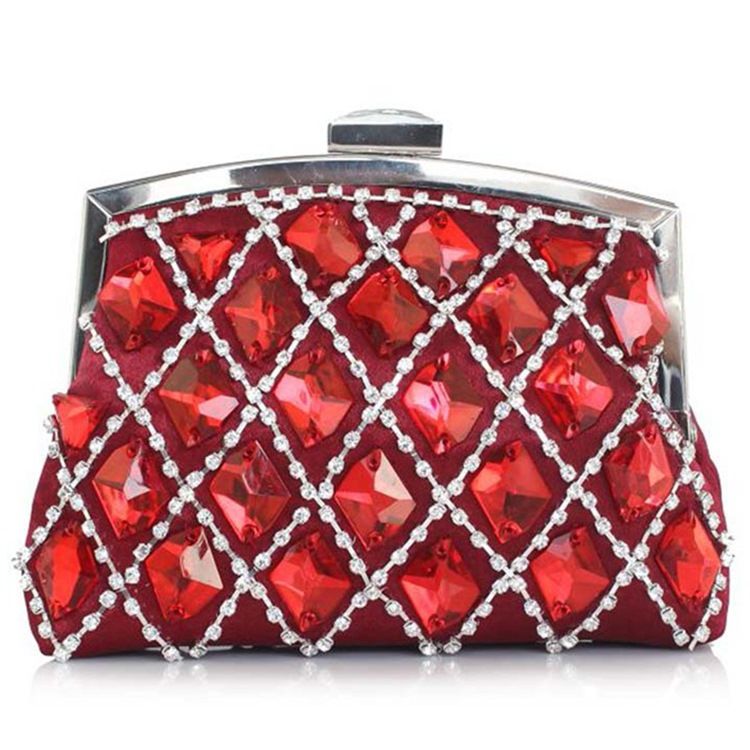 Noble Geometric Plaid Rhinestone Evening Clutch