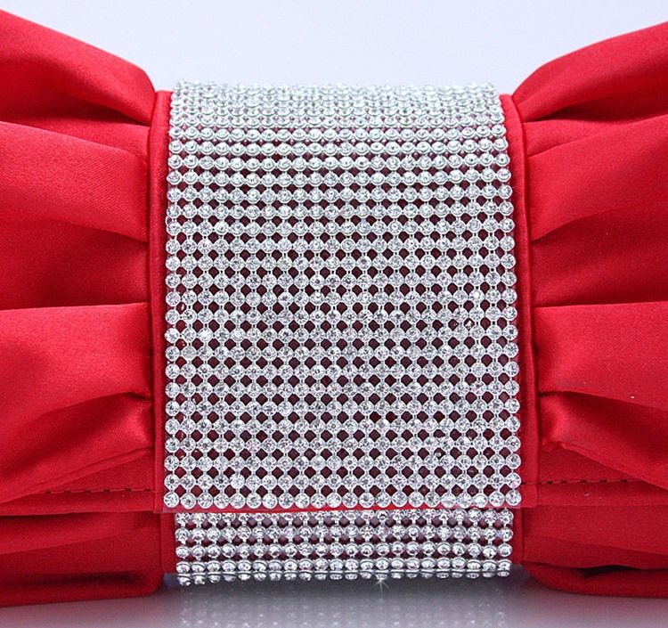 Nydelig Rød Med Rhinestones Evening Handbag Clutch