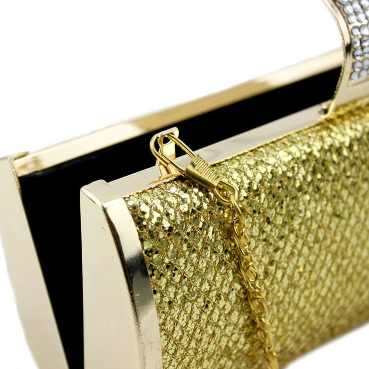 Paljetter Rhinestone Magnetic Snap Clutch