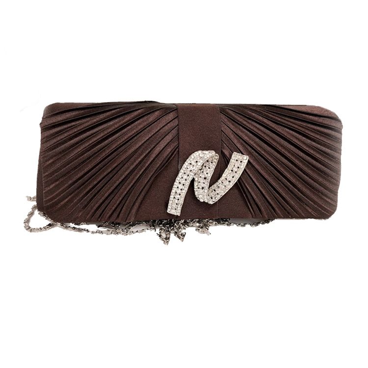 Plissert Clutch Med Rhinestone-dekorasjon