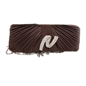 Plissert Clutch Med Rhinestone-dekorasjon