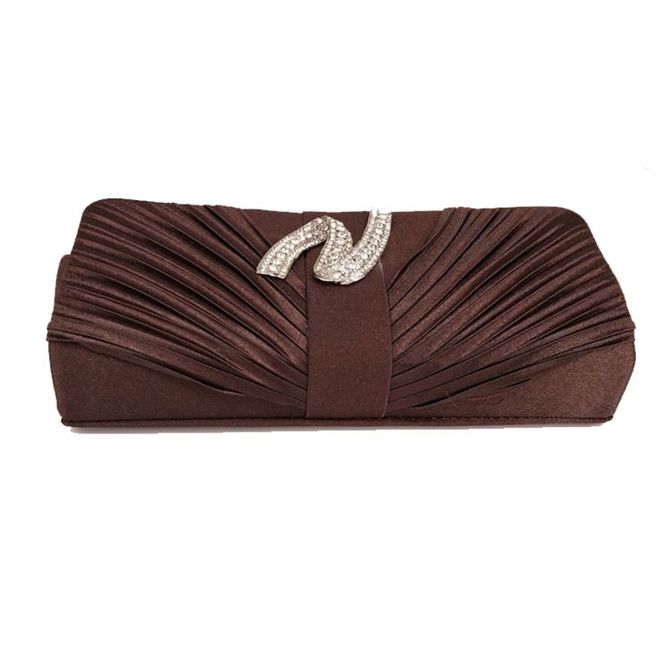 Plissert Clutch Med Rhinestone-dekorasjon