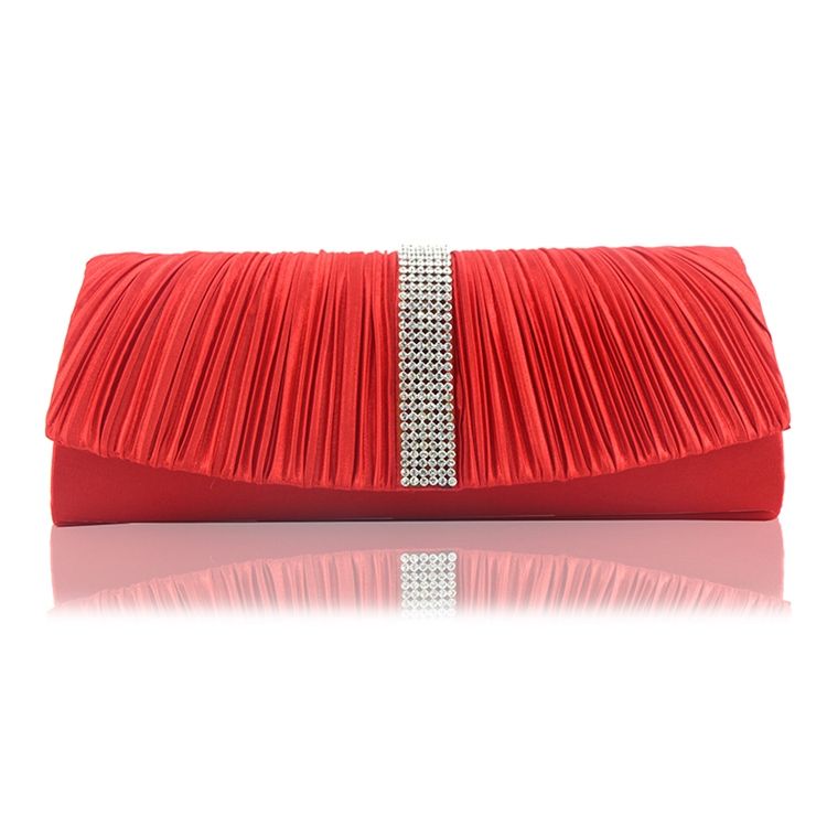 Puckering Rectangle Rhinestone Allsidig Clutches Even Bag