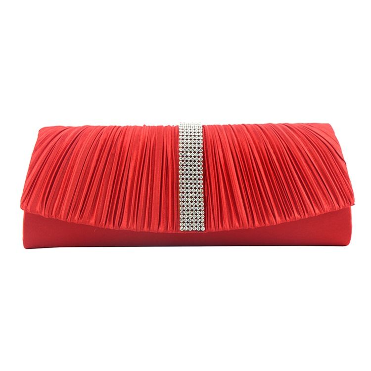 Puckering Rectangle Rhinestone Allsidig Clutches Even Bag