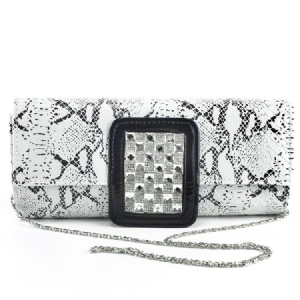 Rhinestone Decorated Print Evening Clutch