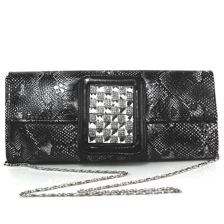 Rhinestone Decorated Print Evening Clutch