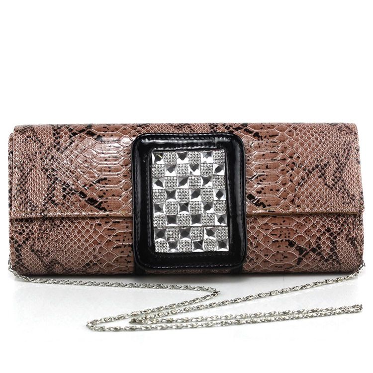 Rhinestone Decorated Print Evening Clutch