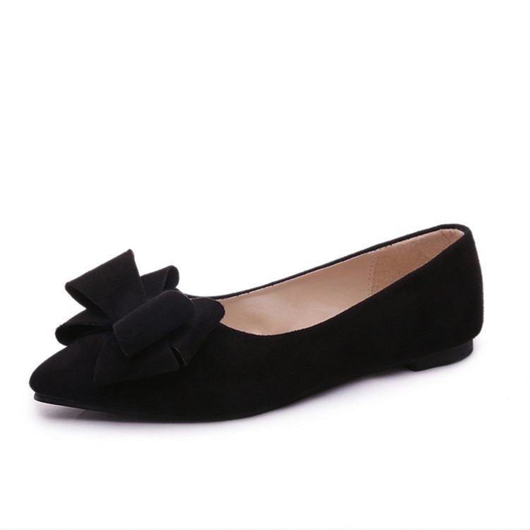 Bowknot Decorated Low-cut Plain Dame Flats