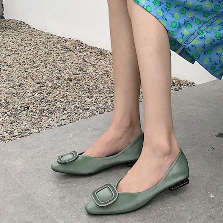 Pu Flat Heel Slip-on Kvadratiske Tå Flate Sko