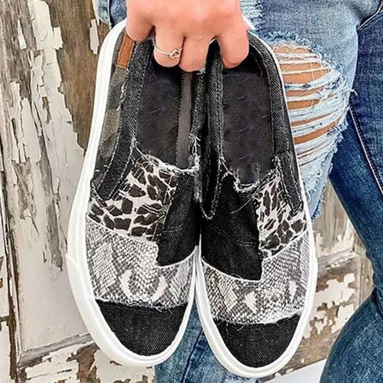 Tråd Slip-on Low-cut Upper Leopard Sneakers For Kvinner