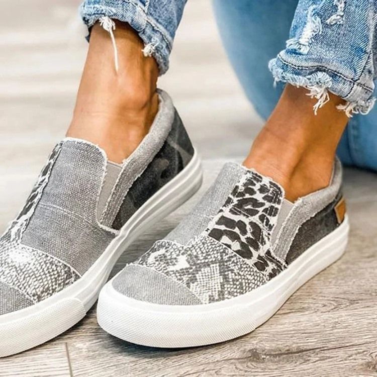 Tråd Slip-on Low-cut Upper Leopard Sneakers For Kvinner