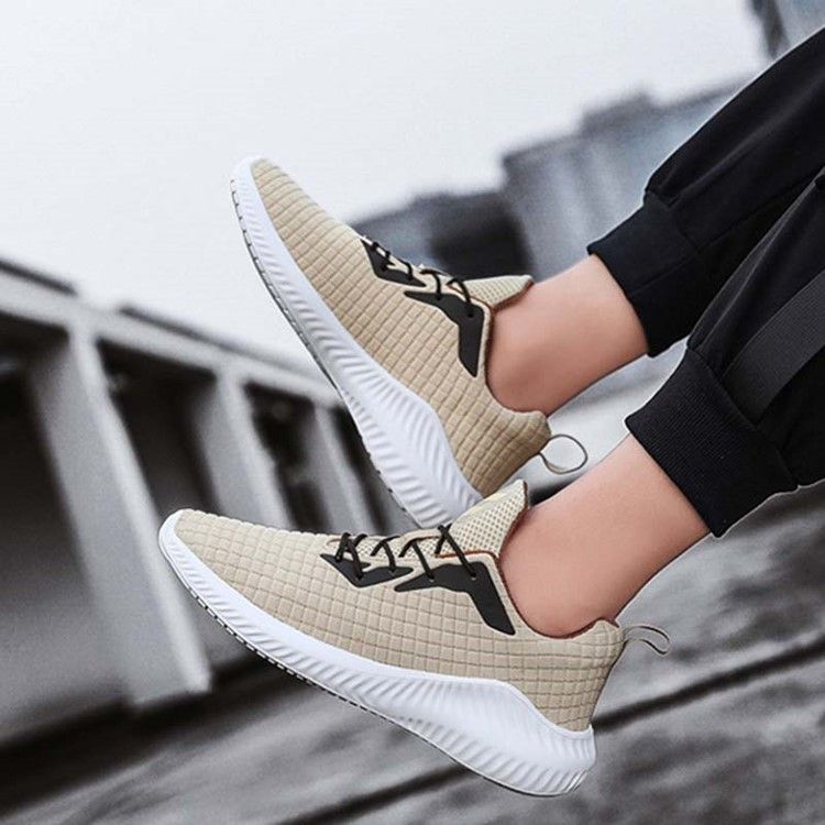 Flyknit Color Block Lace-up Outdoor Sneakers For Menn