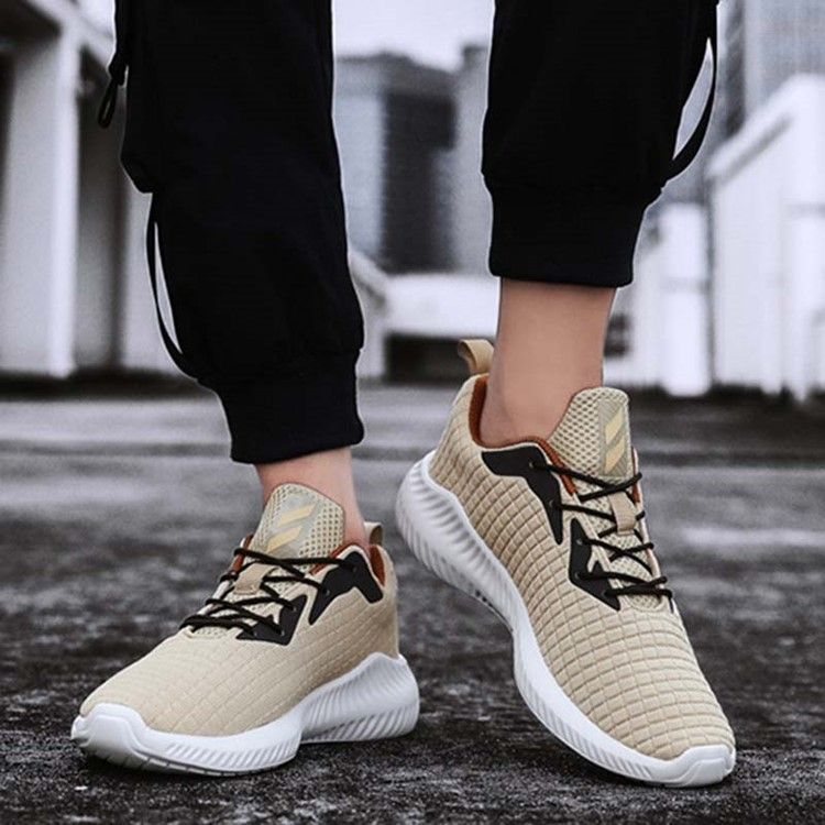 Flyknit Color Block Lace-up Outdoor Sneakers For Menn