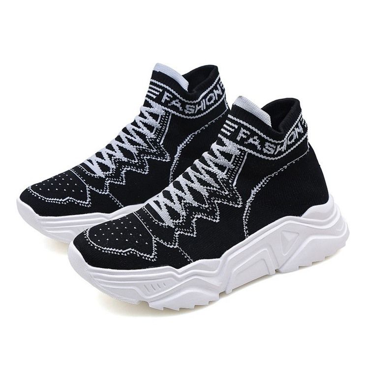 High Top Elastic Band Sports Round Toe Herresneakers