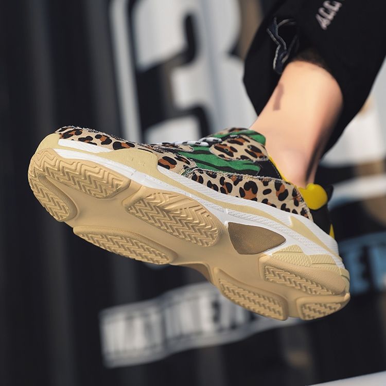 Leopard Print Low-cut Øvre Snørebånd Herresneakers