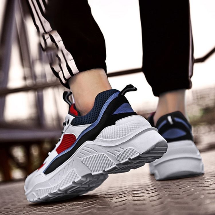 Mesh Color Block Round Toe Herresneakers