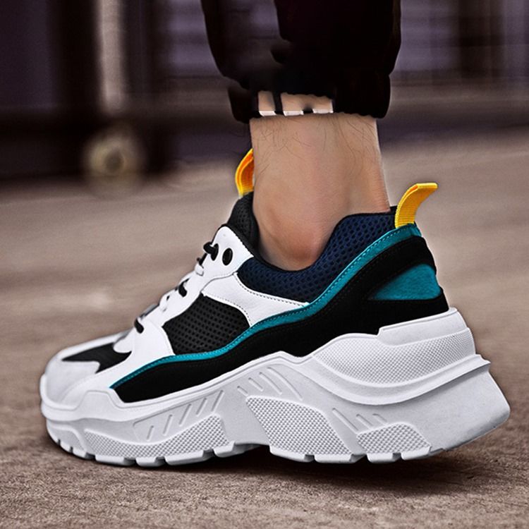 Mesh Color Block Round Toe Herresneakers