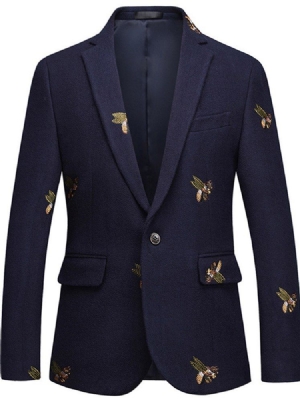 Animal Brodery One Button Lapel Mens Casual Ball Blazer