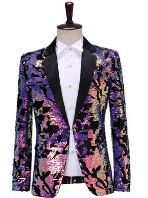 Block Sequins Fashion Scene Costumes Men Blazers