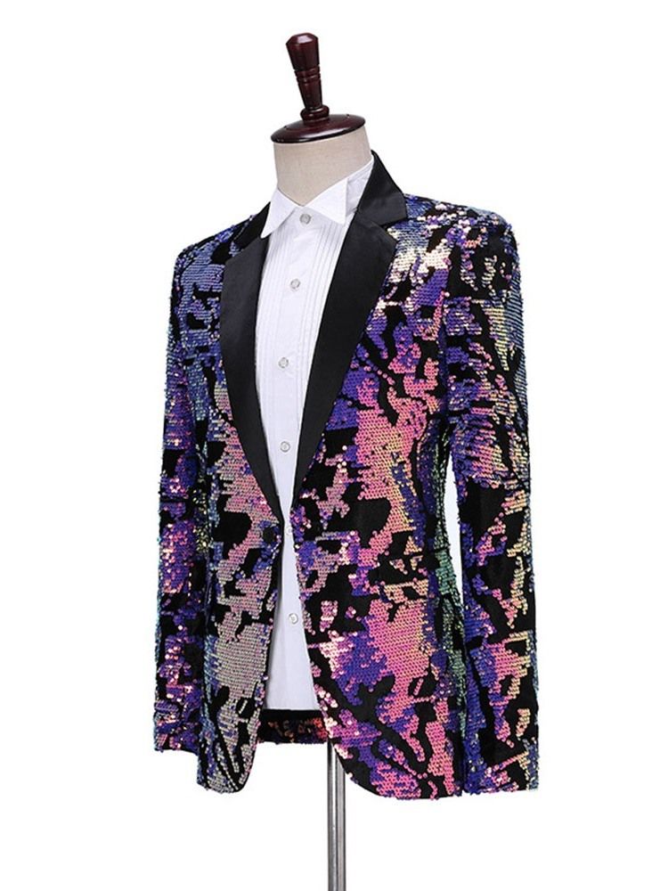 Block Sequins Fashion Scene Costumes Men Blazers