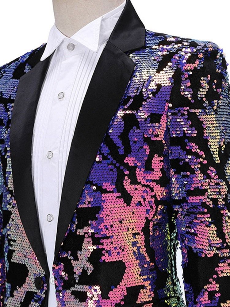 Block Sequins Fashion Scene Costumes Men Blazers