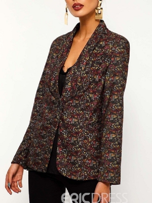 Blomstret Sjalkrage For Kvinner En Knapp Fall Casual Blazer