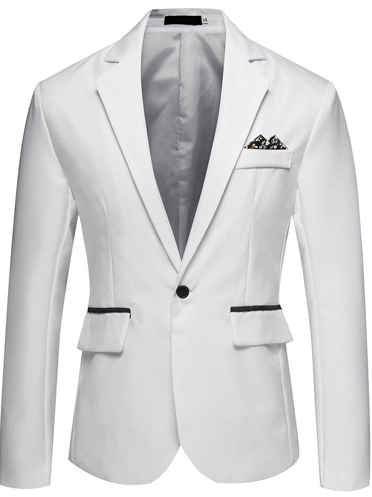 Button Notched Lapel Mens Blazer