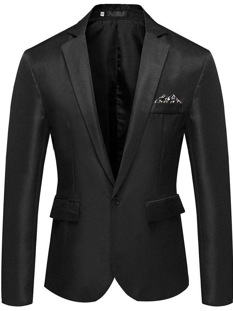 Button Notched Lapel Mens Blazer