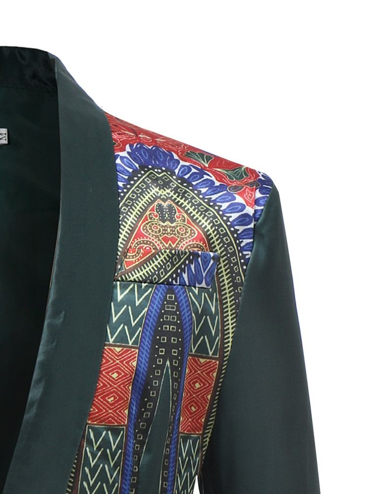 Dashiki Print One Button Mens Casual Blazer