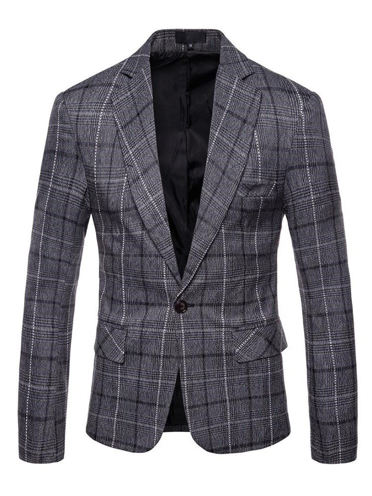 Ericdres Plaid One Button Straight Casual Blazer For Menn