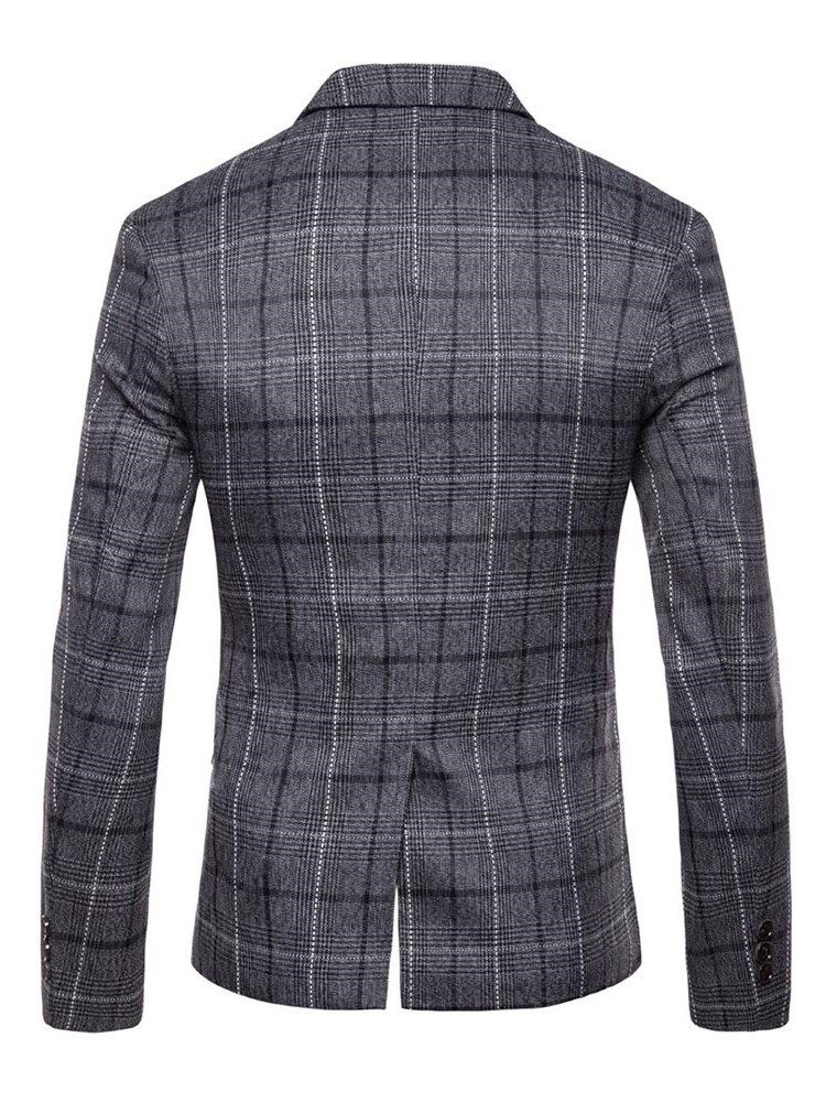 Ericdres Plaid One Button Straight Casual Blazer For Menn