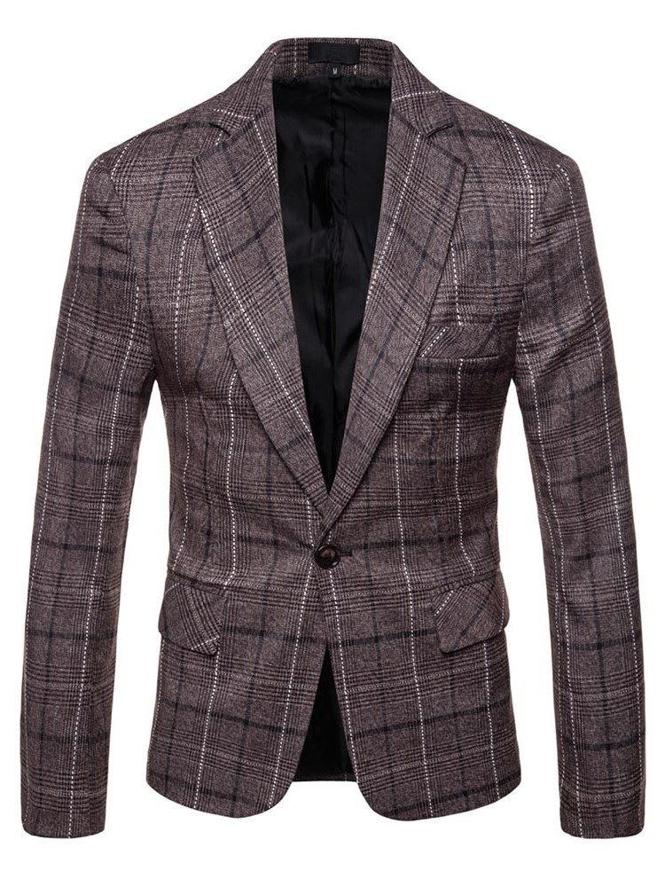 Ericdres Plaid One Button Straight Casual Blazer For Menn