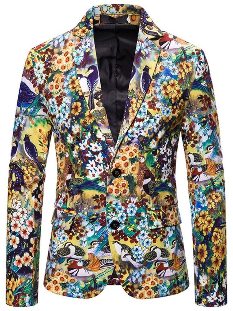 Fashion Notched Lapel Floral Herre Leisure Blazers