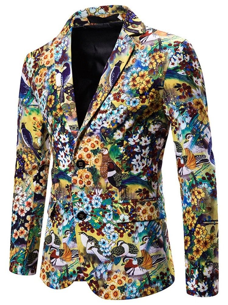 Fashion Notched Lapel Floral Herre Leisure Blazers