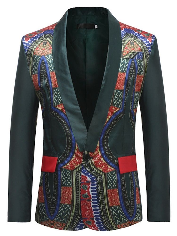 Fashion One Button Geometric Men Blazer For Menn