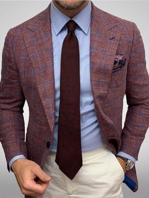 Herrefrakk Plaid Notched Lapel Formal Blazer