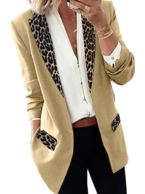 Lapel Leopard Wrapped Fall Mid-length Casual Dame Blazer