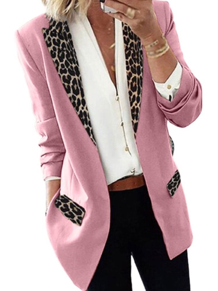 Lapel Leopard Wrapped Fall Mid-length Casual Dame Blazer