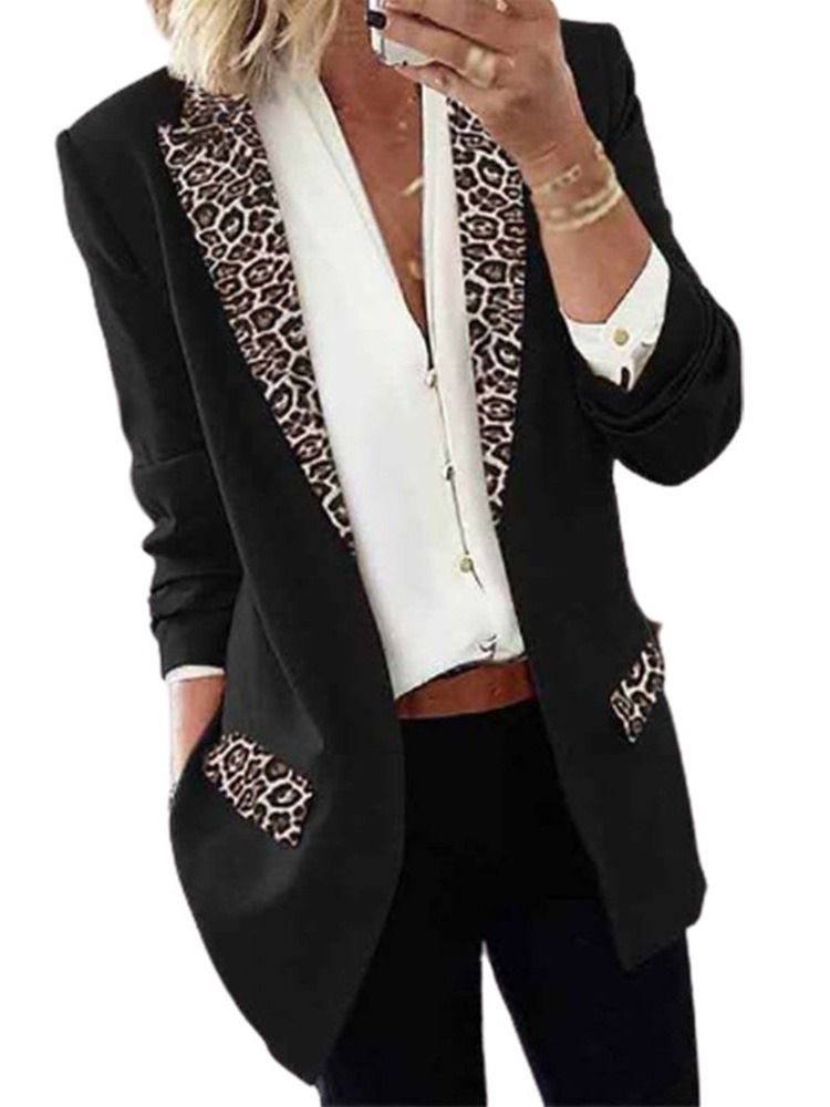 Lapel Leopard Wrapped Fall Mid-length Casual Dame Blazer