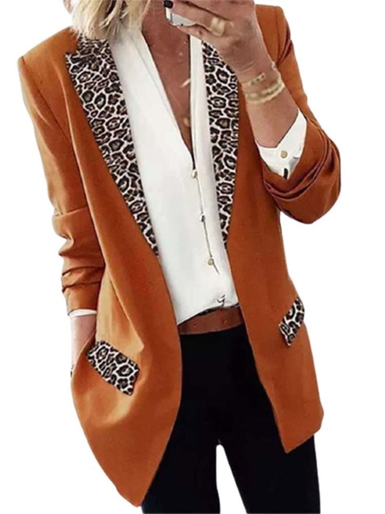 Lapel Leopard Wrapped Fall Mid-length Casual Dame Blazer