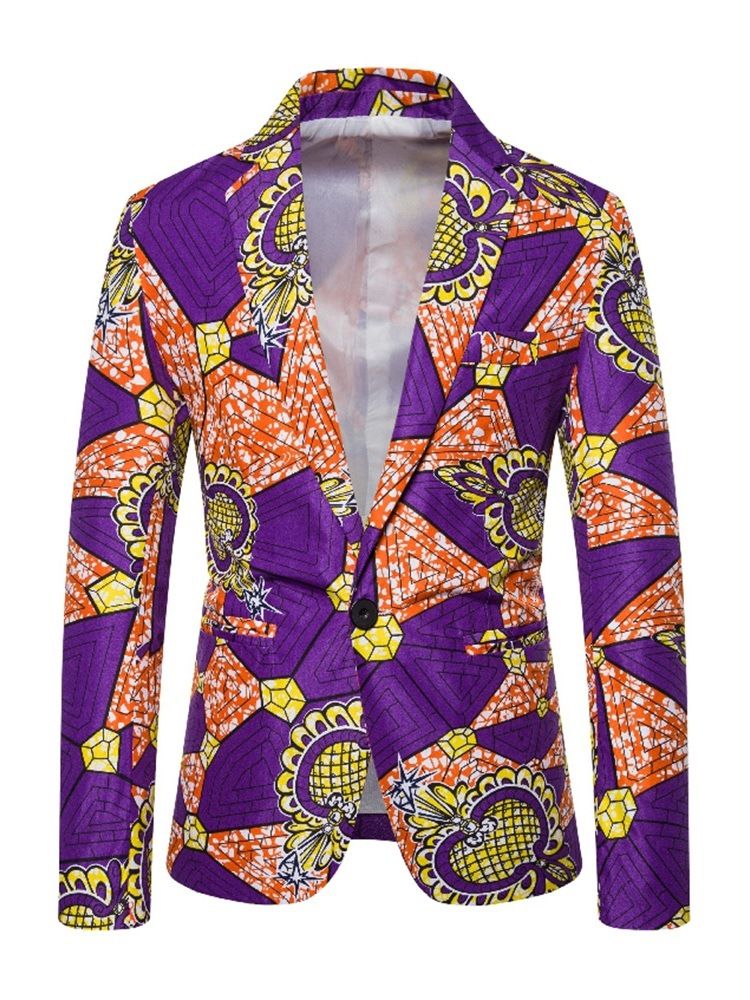 Loose One Button Print Menns Fritidsblazer