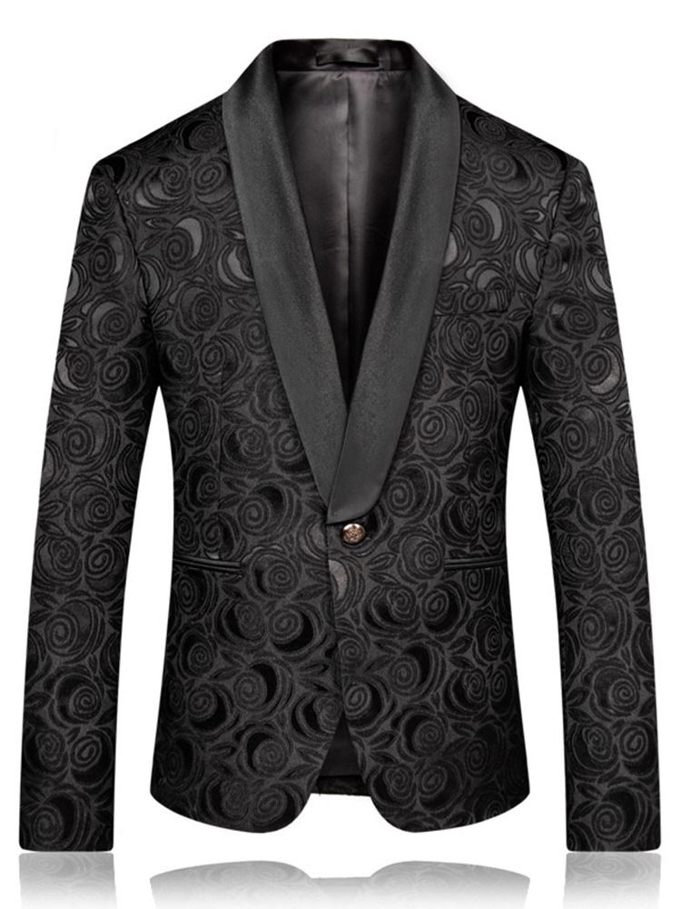 Notched Lapel Button Geometric Herre Leisure Blazer