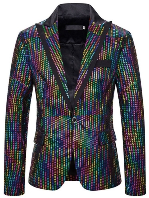 Notched Lapel Casual Sequins Herre Fritidsblazers