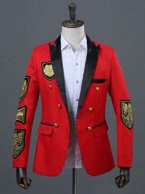 Notched Lapel Color Block Mens Costume Casual Blazer