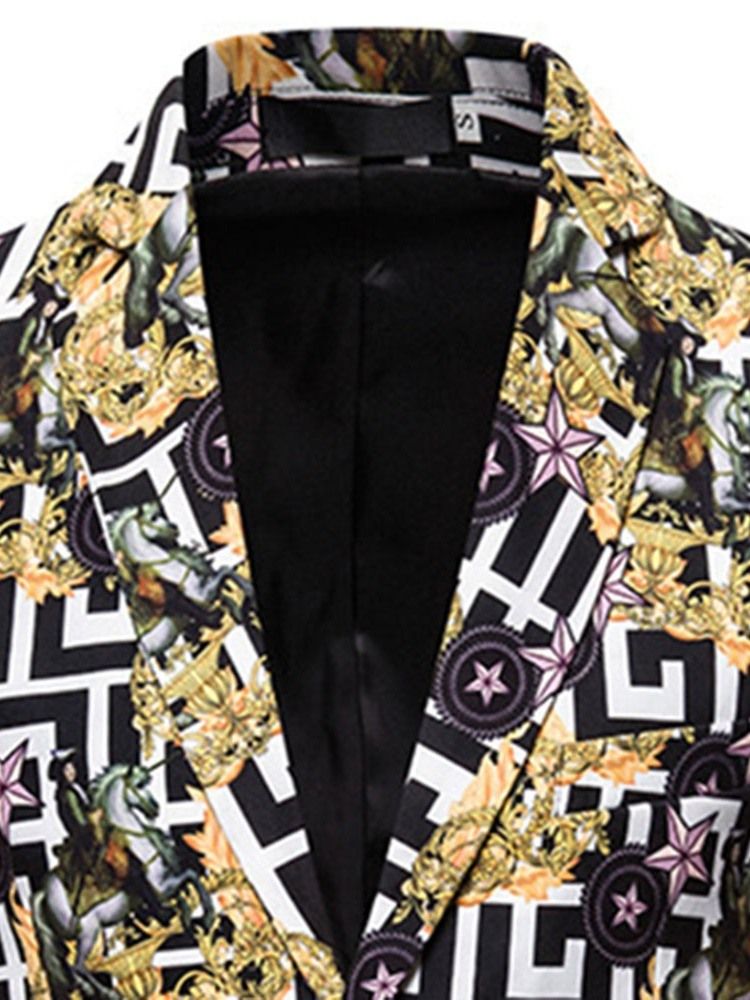 Notched Lapel Print Floral Herre Blazer