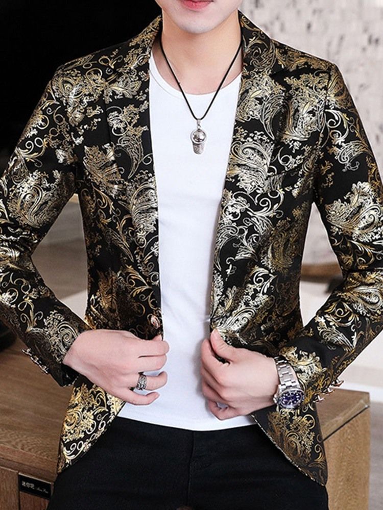 Notched Lapel Print Floral Herre Leisure Blazer