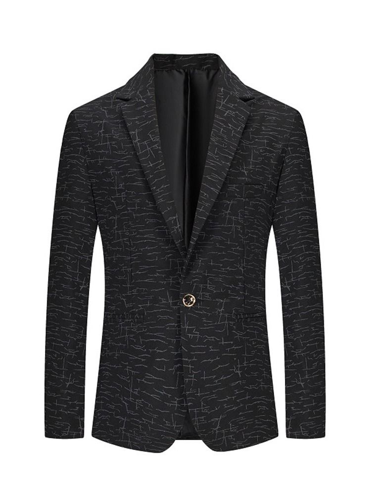 Notched Lapel Print Menns Casual Leisure Blazer