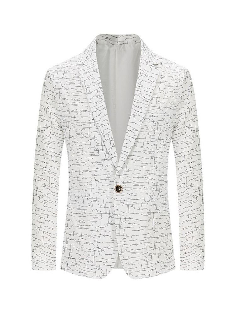 Notched Lapel Print Menns Casual Leisure Blazer