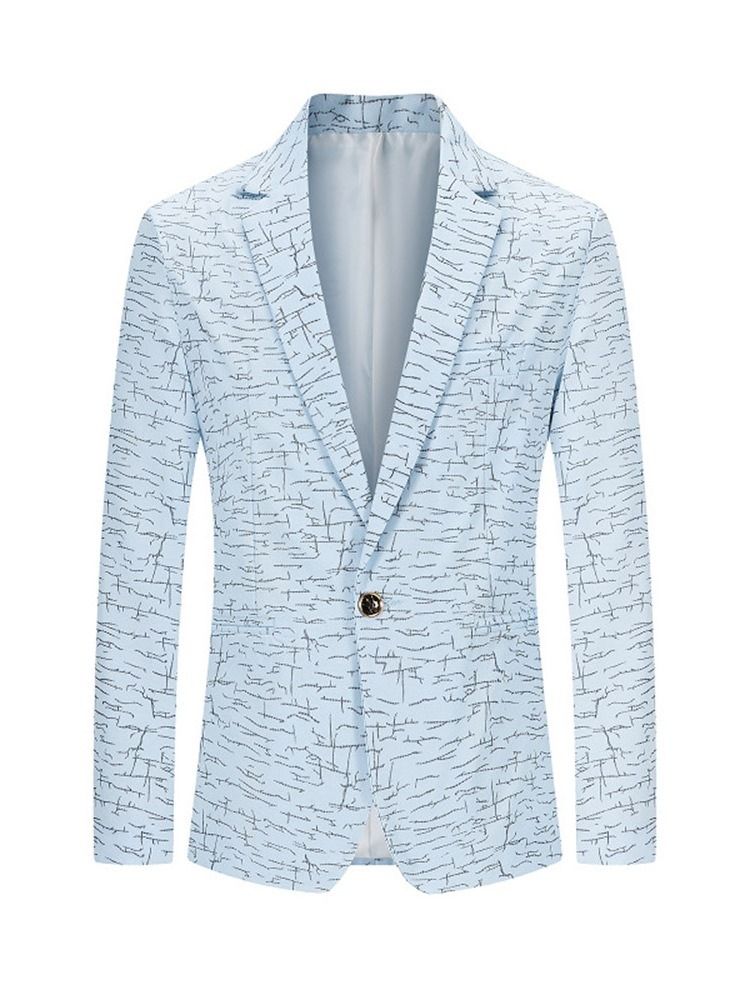 Notched Lapel Print Menns Casual Leisure Blazer